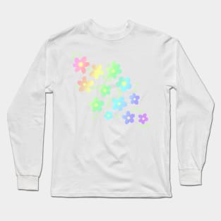 Whimsical Pastel Rainbow Flowers Long Sleeve T-Shirt